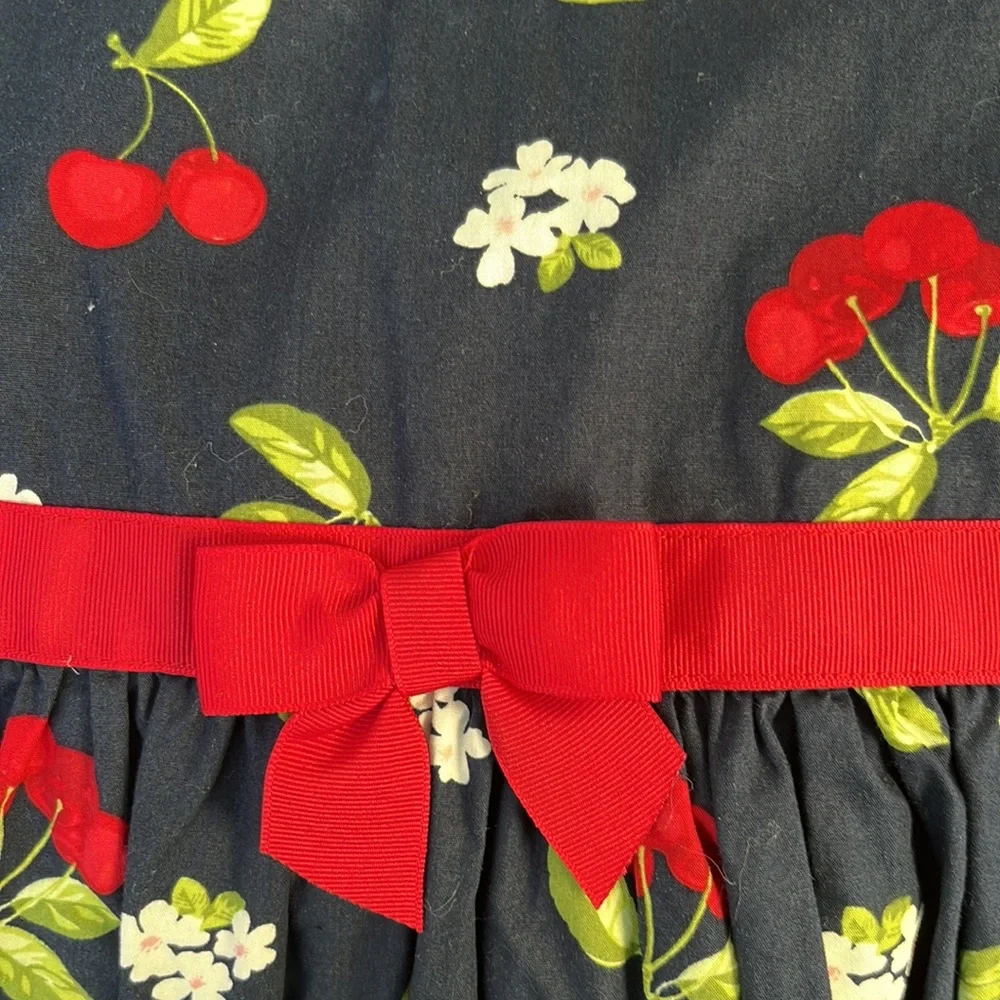 Gymboree navy dress with cherries size 10 cotton